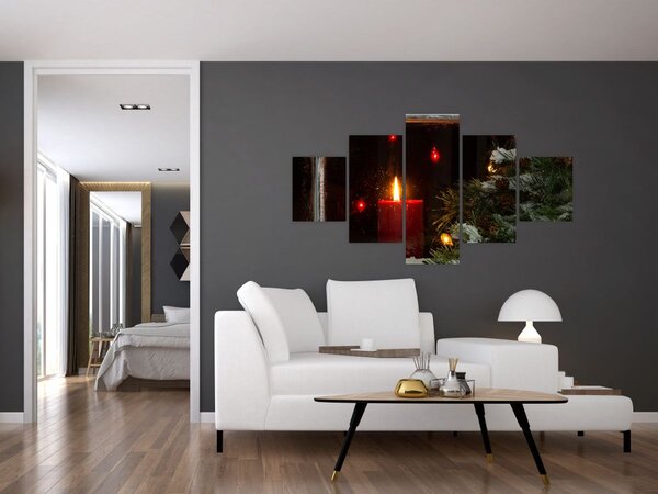 Obraz - Świecąca świeca bożonarodzeniowa (125x70 cm)