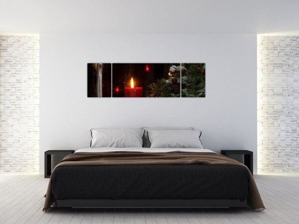 Obraz - Świecąca świeca bożonarodzeniowa (170x50 cm)