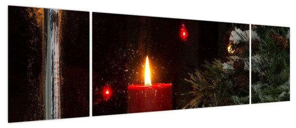 Obraz - Świecąca świeca bożonarodzeniowa (170x50 cm)