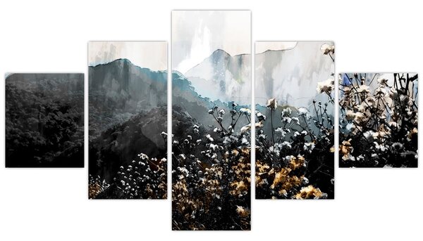 Obraz - Ilustracja przedstawiająca dzikie kwiaty (125x70 cm)