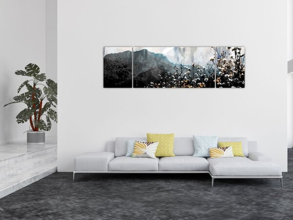 Obraz - Ilustracja przedstawiająca dzikie kwiaty (170x50 cm)