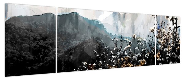Obraz - Ilustracja przedstawiająca dzikie kwiaty (170x50 cm)