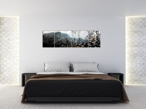 Obraz - Ilustracja przedstawiająca dzikie kwiaty (170x50 cm)