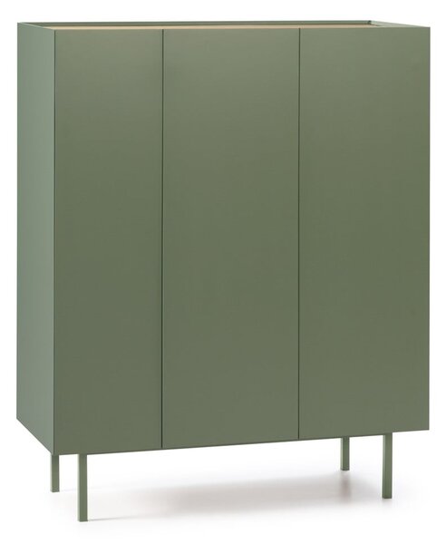 Zielona wysoka komoda w dekorze dębu 95x120 cm Arista – Teulat