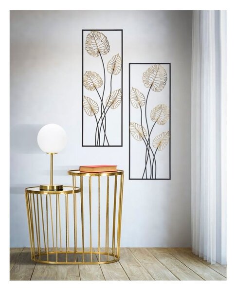 Metalowa dekoracja wisząca z wzorem liści Mauro Ferretti Luxy -B-, 31x90 cm