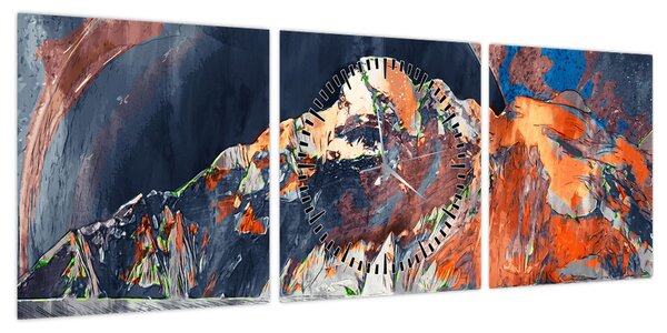 Obraz - Ilustracja domów publicznych (z zegarem) (90x30 cm)