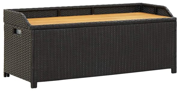 Ławka ogrodowa ze schowkiem, 120 cm, polirattan, czarna