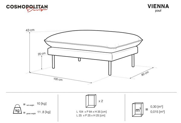 Ciemnozielony aksamitny podnóżek Vienna – Cosmopolitan Design