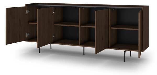 Komoda Zenar 200 cm czterodrzwiowa - orzech elegant / czarny