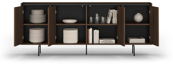 Komoda Zenar 200 cm czterodrzwiowa - orzech elegant / czarny