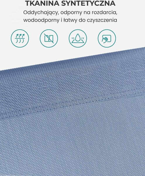 Leżak ogrodowy LAGUNA z regulowanym daszkiem, 193x53x29cm, niebieski SongmicsHome