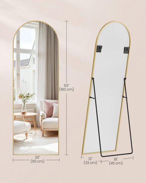 Zaokrąglone lustro UMBRA, 160x50 cm, złoty SongmicsHome