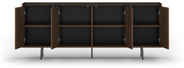 Komoda Zenar 200 cm czterodrzwiowa - orzech elegant / czarny