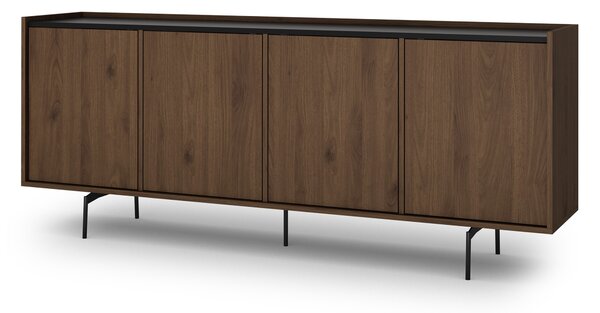 Komoda Zenar 200 cm czterodrzwiowa - orzech elegant / czarny