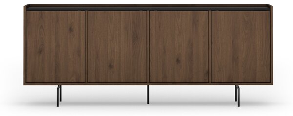 Komoda Zenar 200 cm czterodrzwiowa - orzech elegant / czarny