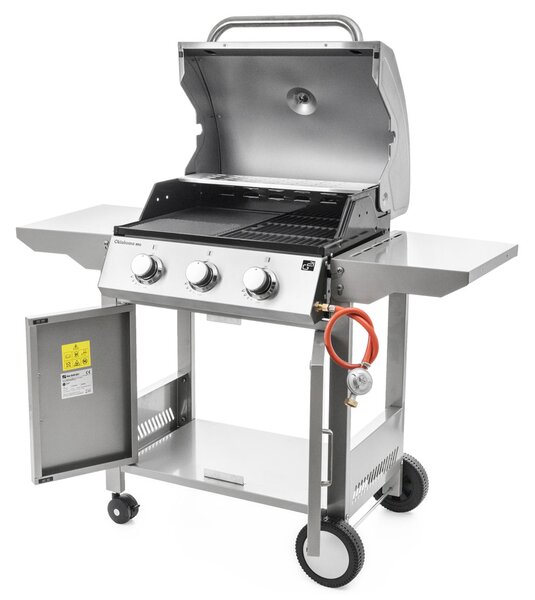 Grill gazowy OKLAHOMA BBQ, 4 palniki, z reduktorem, srebrny Penta CZ