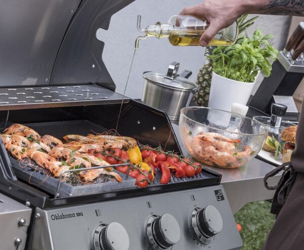 Grill gazowy OKLAHOMA BBQ, 4 palniki, z reduktorem, srebrny Penta CZ