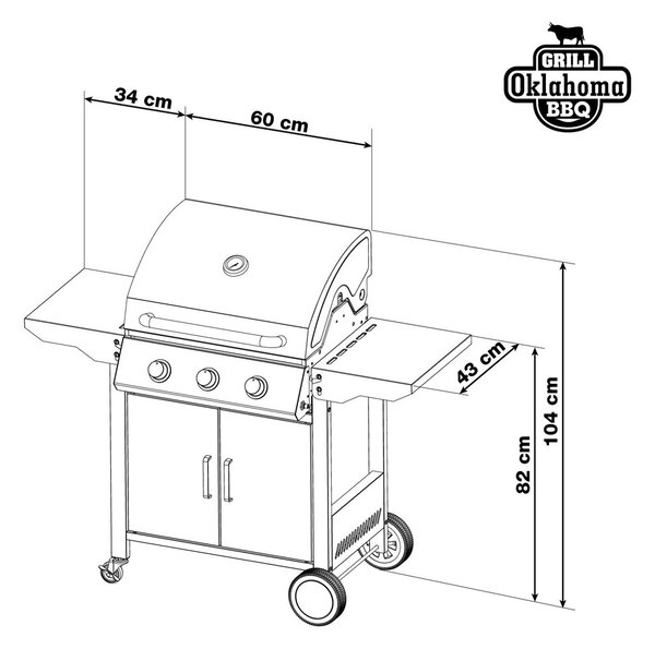 Grill gazowy OKLAHOMA BBQ, 4 palniki, z reduktorem, srebrny Penta CZ