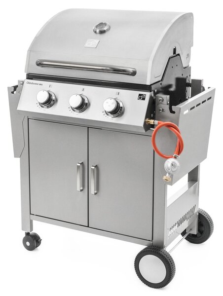 Grill gazowy OKLAHOMA BBQ, 4 palniki, z reduktorem, srebrny Penta CZ