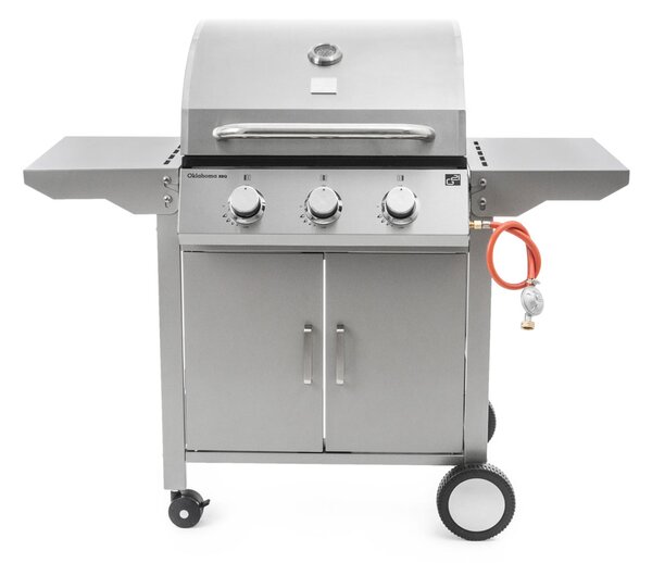 Grill gazowy OKLAHOMA BBQ, 4 palniki, z reduktorem, srebrny Penta CZ