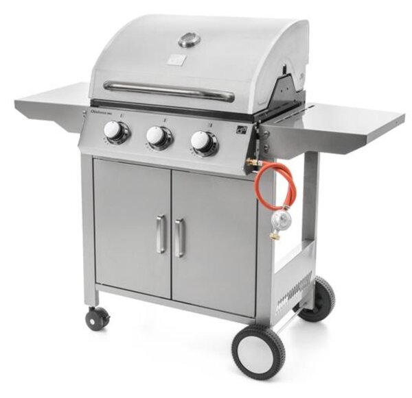 Grill gazowy OKLAHOMA BBQ, 4 palniki, z reduktorem, srebrny Penta CZ