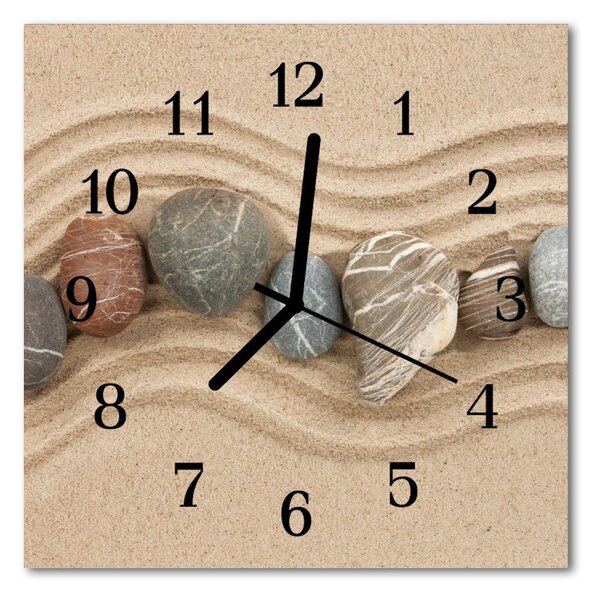 Zegar szklany kwadratowy Kamienie piasek