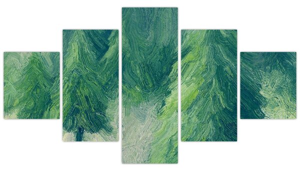 Obraz - Malowane drzewa iglaste (125x70 cm)