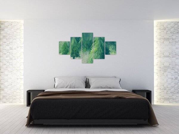 Obraz - Malowane drzewa iglaste (125x70 cm)