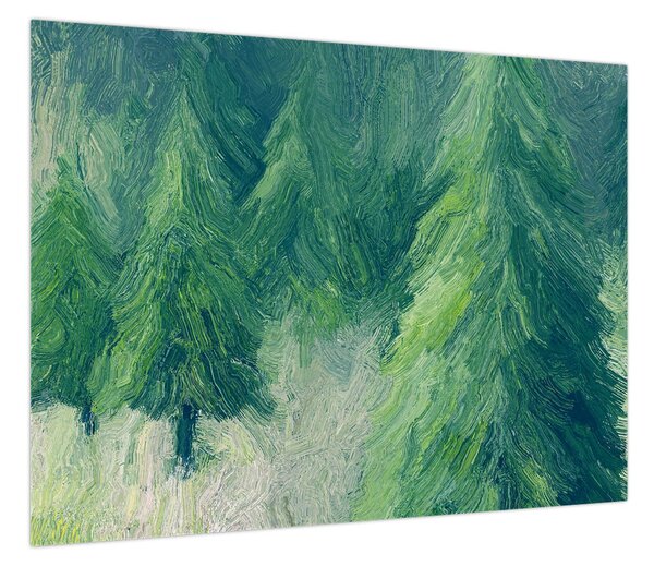 Obraz - Malowane drzewa iglaste (70x50 cm)