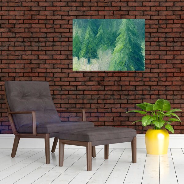 Obraz - Malowane drzewa iglaste (70x50 cm)