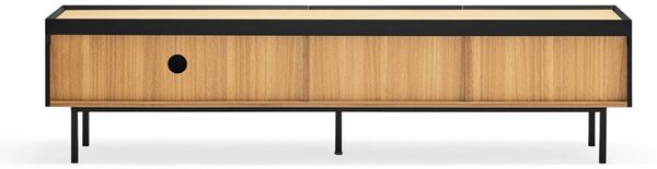 Czarno-naturalna szafka pod TV w dekorze dębu 180x45 cm Arista – Teulat
