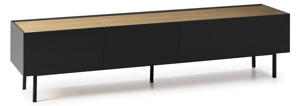 Czarno-naturalna szafka pod TV w dekorze dębu 180x45 cm Arista – Teulat