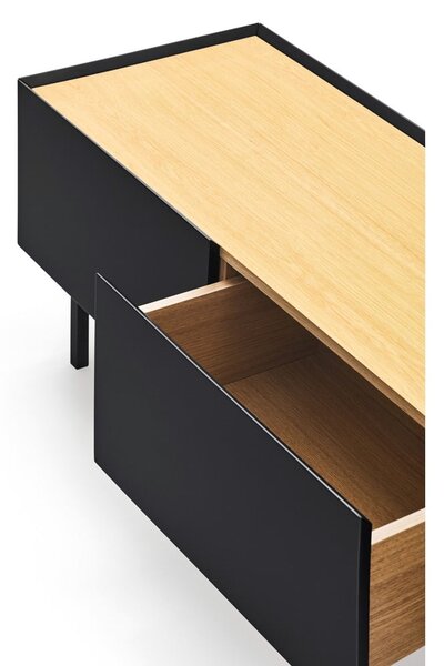 Czarno-naturalna szafka pod TV w dekorze dębu 180x45 cm Arista – Teulat