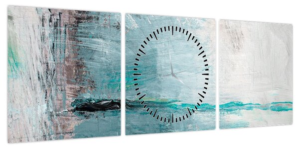 Obraz - Abstrakcyjny obraz olejny (z zegarem) (90x30 cm)