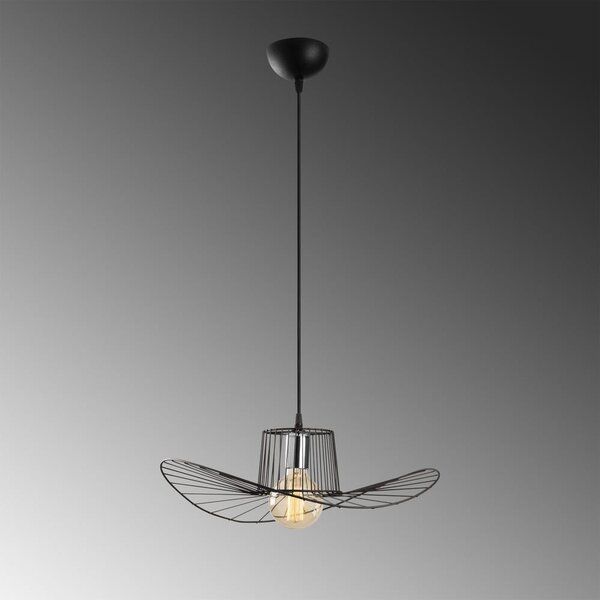 Czarna lampa wisząca z metalowym kloszem ø 50 cm Tel – Opviq lights