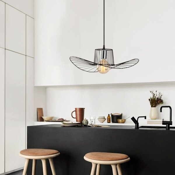 Czarna lampa wisząca z metalowym kloszem ø 50 cm Tel – Opviq lights