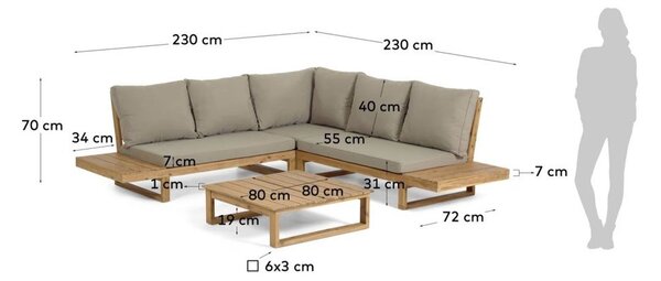 Brązowy zestaw mebli ogrodowych dla 5 osób Flaviina – Kave Home