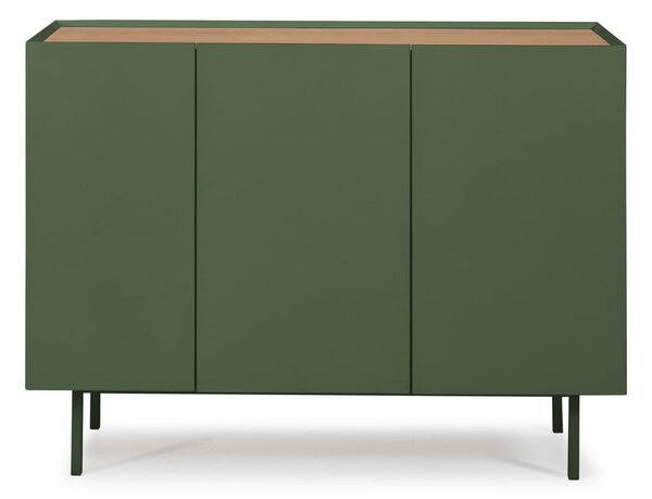 Zielona niska komoda w dekorze dębu 110x85 cm Arista – Teulat