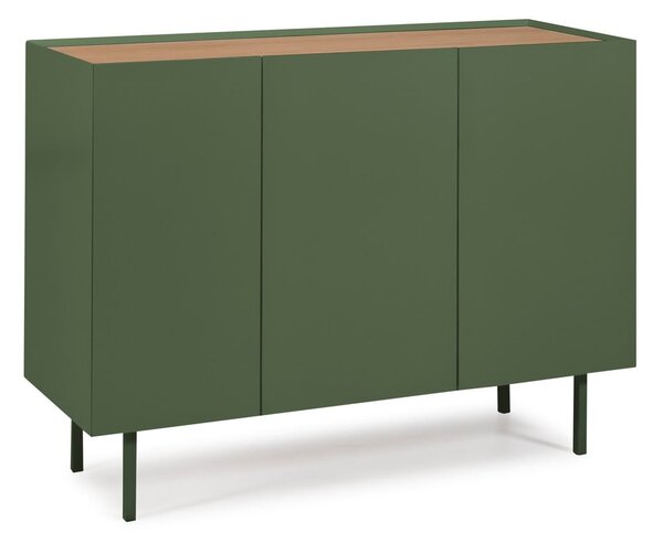 Zielona niska komoda w dekorze dębu 110x85 cm Arista – Teulat