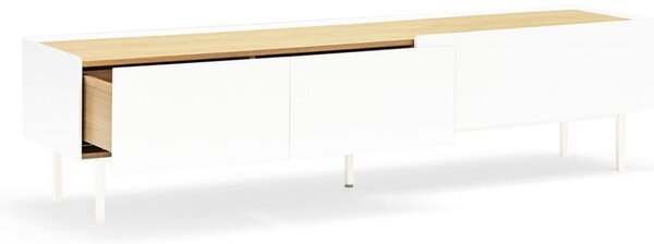 Biało-naturalna szafka pod TV w dekorze dębu 180x45 cm Arista – Teulat
