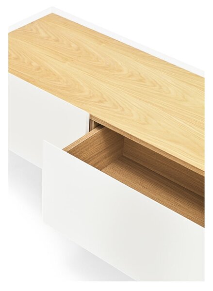Biało-naturalna szafka pod TV w dekorze dębu 180x45 cm Arista – Teulat