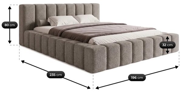 Łóżko Tapicerowane 160x200 cm CADORA z Pojemnikiem Brązowe Boucle Glamour