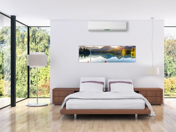 Obraz - Jezioro z łodziami (170x50 cm)