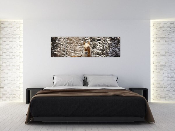 Obraz - Koń w zimowym krajobrazie (170x50 cm)