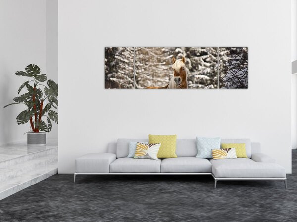 Obraz - Koń w zimowym krajobrazie (170x50 cm)