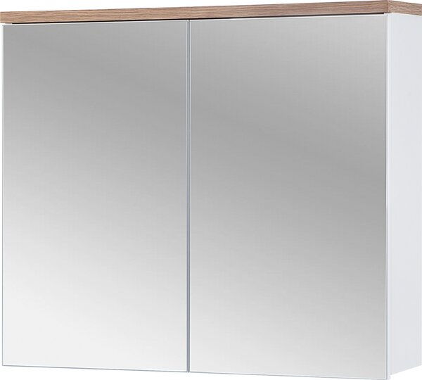 Szafka Łazienkowa Z Lustrem 80 Cm Biała Nowoczesna 2 Drzwi