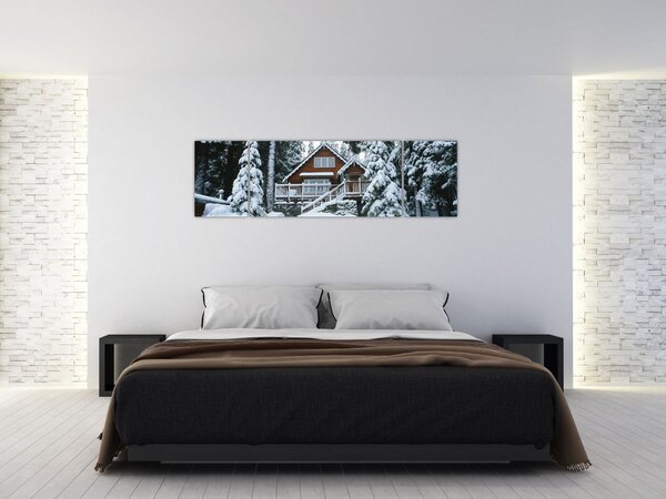 Obraz - Drewniany domek (170x50 cm)