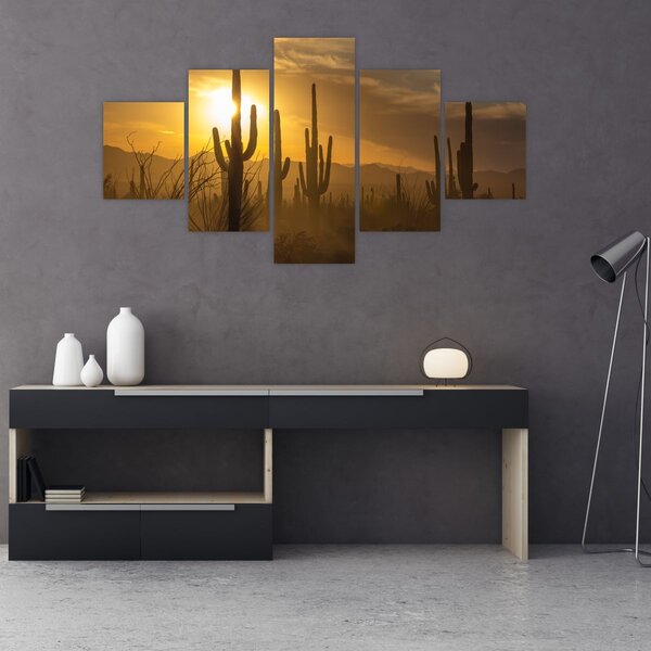 Obraz - Kaktusy Saguaro (125x70 cm)