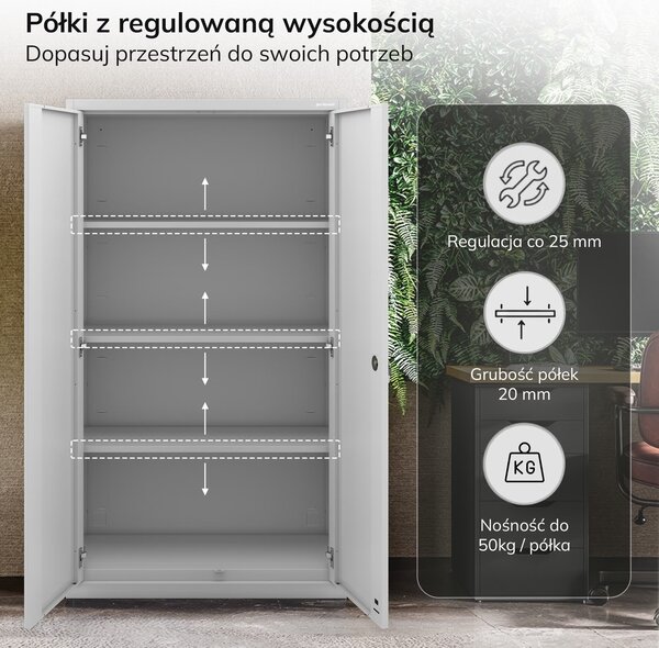 Szafa metalowa wielofunkcyjna Megan na cokole, szara