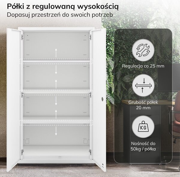 Szafa metalowa wielofunkcyjna Megan na cokole, biała
